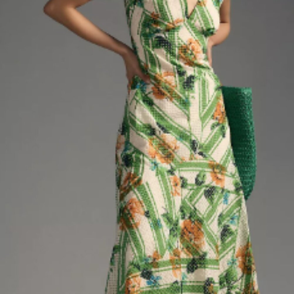 NWOT Maeve Cap-Sleeve V-Neck Maxi Dress - Picture 3 of 9